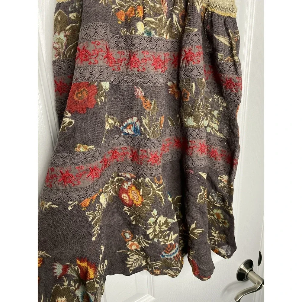 Free People Women's Mohair Wool Sheer Tank Top Multicolor 2 Embroidered Boho‎